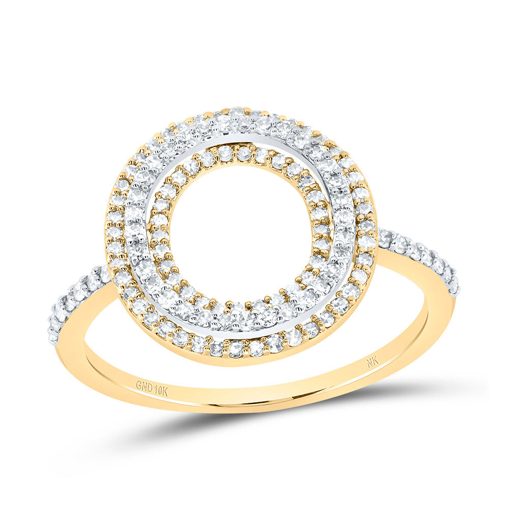 10K Yellow Gold 3/8 CTW-Natural Diamond Fashion Initial "O" Ladies Ring 2.06 Gram