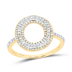 10K Yellow Gold 3/8 CTW-Natural Diamond Fashion Initial "O" Ladies Ring 2.06 Gram