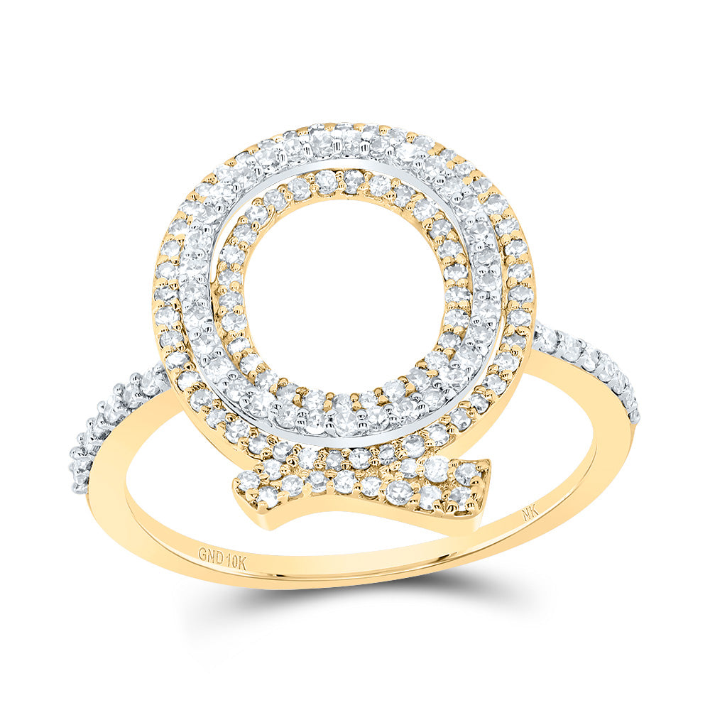 10K Yellow Gold 1/2 CTW-Natural Diamond Fashion Initial "Q" Ladies Ring 2.30 Gram
