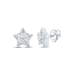 10K White Gold 1/4 CTW-Natural Diamond Fashion Star Stud Earring 1.61 Gram