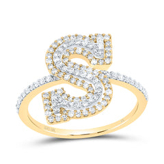 10K Yellow Gold 1/2 CTW-Natural Diamond Fashion Initial "S" Ladies Ring 2.13 Gram