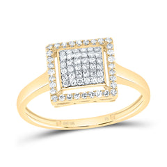 10K Yellow Gold 1/4 CTW-Natural Diamond Fashion Square Ring 1.59 Gram