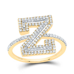 10K Yellow Gold 1/2 CTW-Natural Diamond Fashion Initial "Z" Ladies Ring 2.38 Gram