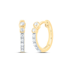 10K Yellow Gold 1/10 CTW-Natural Diamond Gift Hoop Earring 0.95 Gram