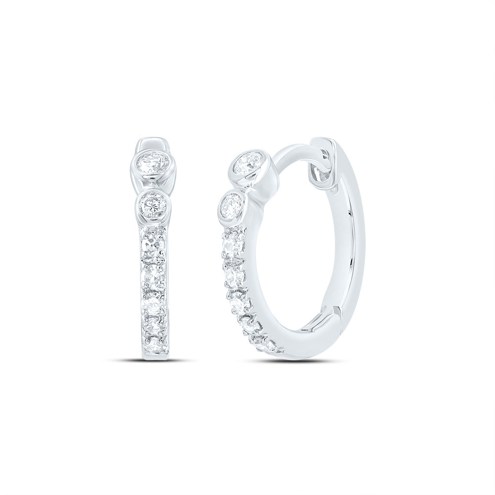 10K White Gold 1/10 CTW-Natural Diamond Gift Hoop Earring 0.93 Gram