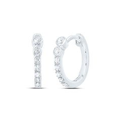 10K White Gold 1/10 CTW-Natural Diamond Gift Hoop Earring 0.93 Gram