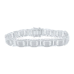 Sterling Silver 1 7/8 CTW- Natural Diamond Men'S Bracelet (8 Inch ) 26.87 Gram