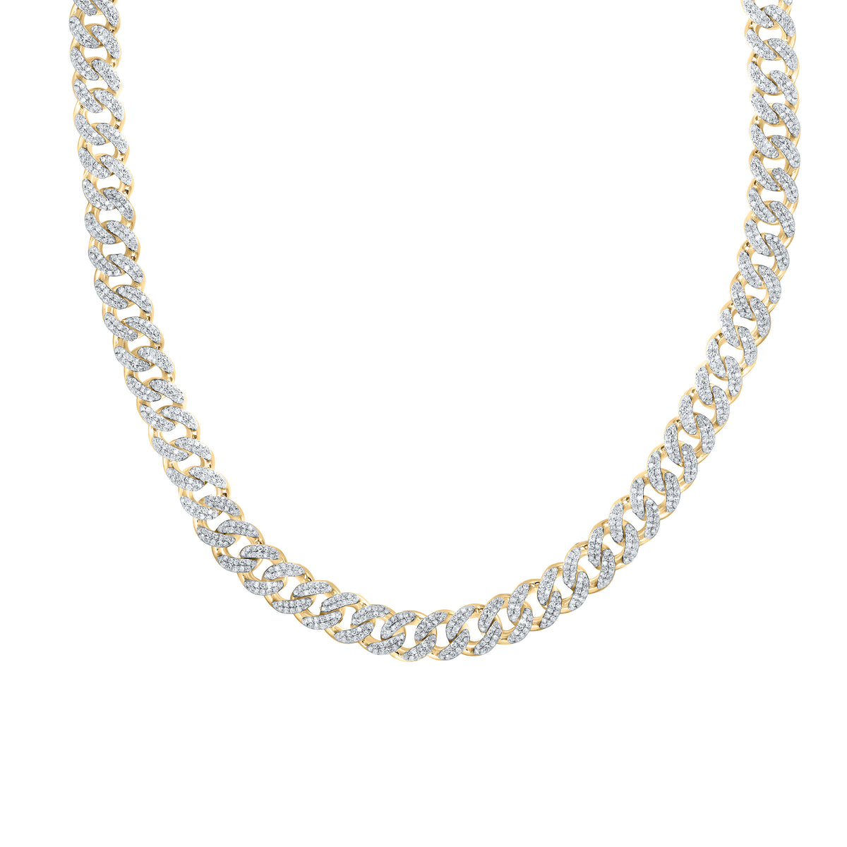 Yellow-Tone Sterling 7 CTW-Natural Diamond 8 MM Cuban Men'S Chain (22 Inch ) 66.84 Gram