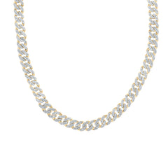 Yellow-Tone Sterling 7 CTW-Natural Diamond 8 MM Cuban Men'S Chain (22 Inch ) 66.84 Gram