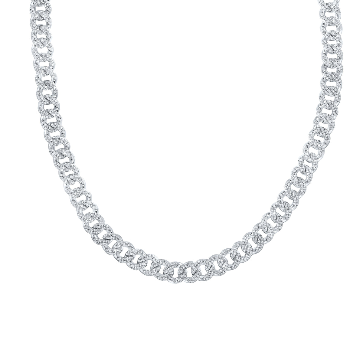Sterling Silver 7 CTW-Natural Diamond 8MM Cuban Men'S Chain (22 Inch ) 68.45 Gram
