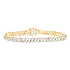 Yellow-Tone Sterling 2 3/4 CTW-Natural Diamond 8MM Cuban Men'S Bracelet (8 Inch ) 25.15 Gram