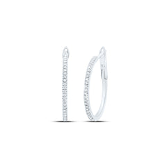 10K White Gold 1/6 CTW-Natural Diamond Fashion Hoop Earring 3.33 Gram