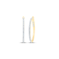 10K Yellow Gold 1/5 CTW-Natural Diamond Fashion Hoop Earring 3.82 Gram