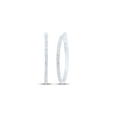 10K White Gold 1/5 CTW-Natural Diamond Fashion Hoop Earring 4.09 Gram