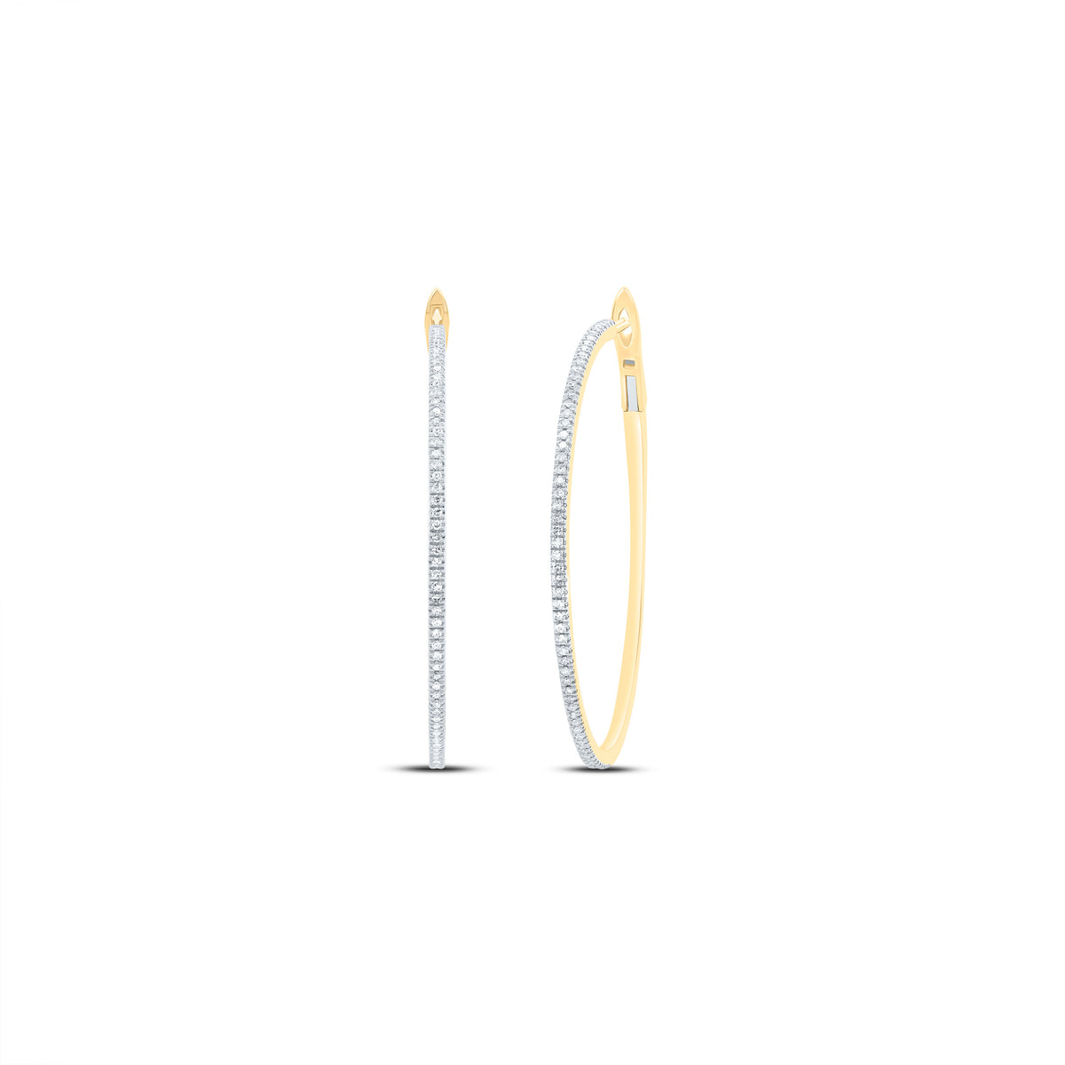 10K Yellow Gold 1/2 CTW-Natural Diamond Fashion Hoop Earring 7.38 Gram