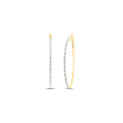 10K Yellow Gold 1/2 CTW-Natural Diamond Fashion Hoop Earring 7.38 Gram