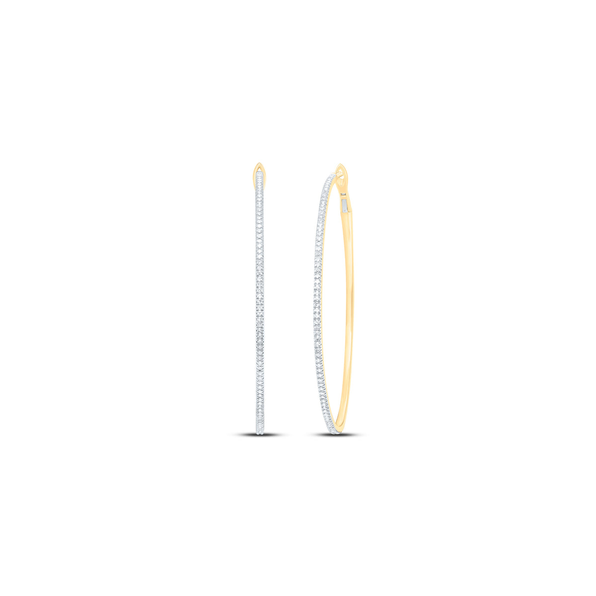 10K Yellow Gold 1/2 CTW-Natural Diamond Fashion Hoop Earring 8.35 Gram