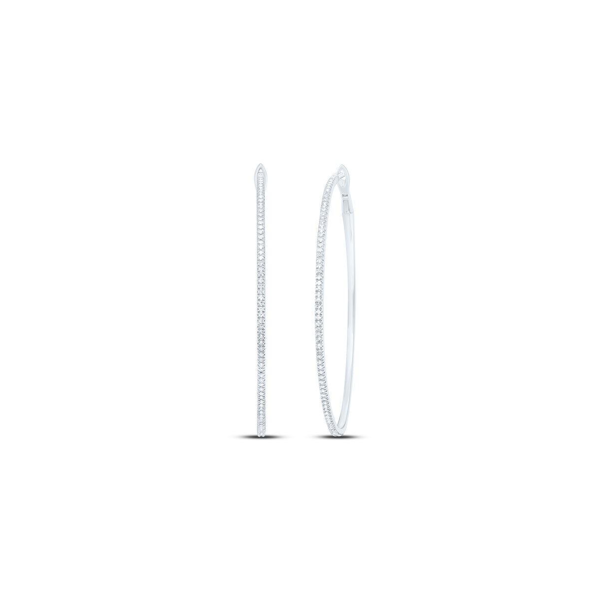 10K White Gold 1/2 CTW-Natural Diamond Fashion Hoop Earring 9.18 Gram