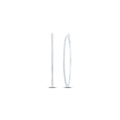 10K White Gold 1/2 CTW-Natural Diamond Fashion Hoop Earring 9.18 Gram