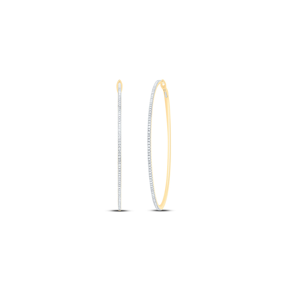 10K Yellow Gold 3/4 CTW-Natural Diamond Fashion Hoop Earring 11.11 Gram