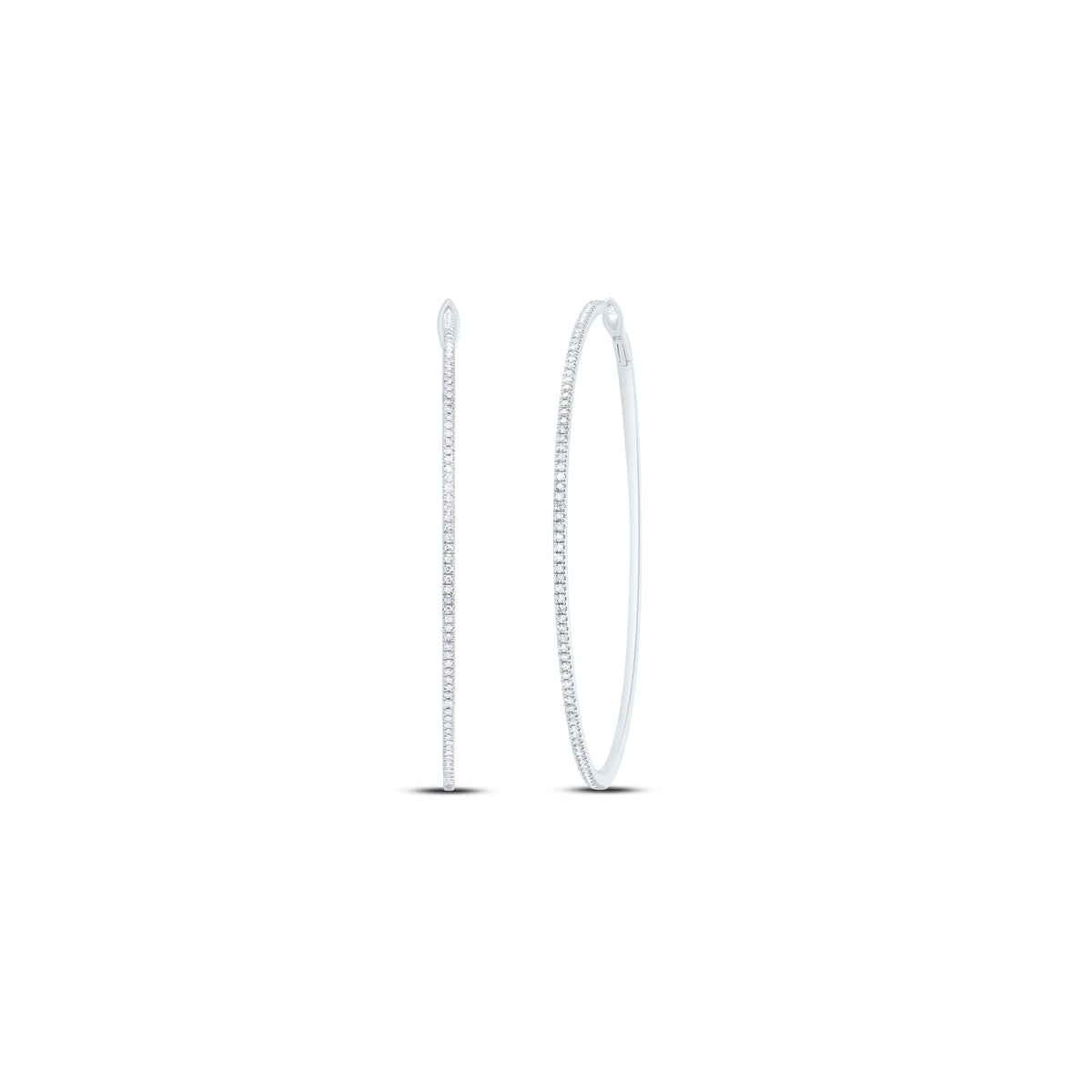 10K White Gold 3/4 CTW-Natural Diamond Fashion Hoop Earring 11.33 Gram