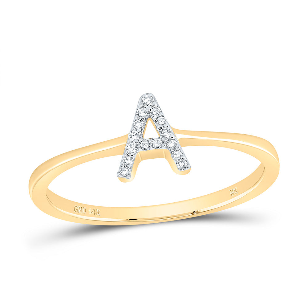 14K Yellow Gold 1/20 CTW-Natural Diamond Gift Initial "A" Ring 1.53 Gram