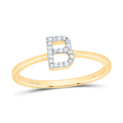 14K Yellow Gold 1/20 CTW-Natural Diamond Gift Initial "B" Ring 1.51 Gram