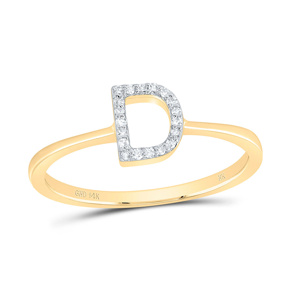14K Yellow Gold 1/20 CTW-Natural Diamond Gift Initial "D" Ring 1.51 Gram