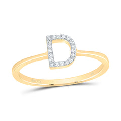 14K Yellow Gold 1/20 CTW-Natural Diamond Gift Initial "D" Ring 1.51 Gram
