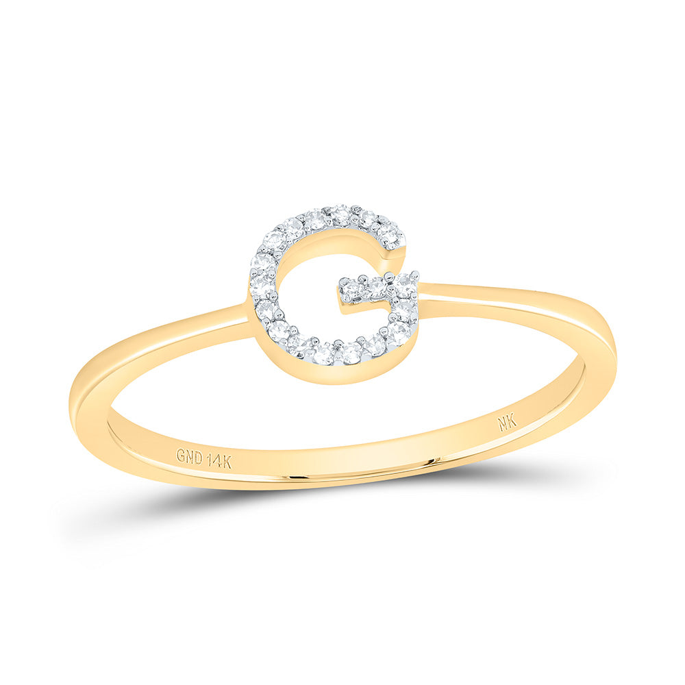 14K Yellow Gold 1/20 CTW-Natural Diamond Gift Initial "G" Ring 1.45 Gram