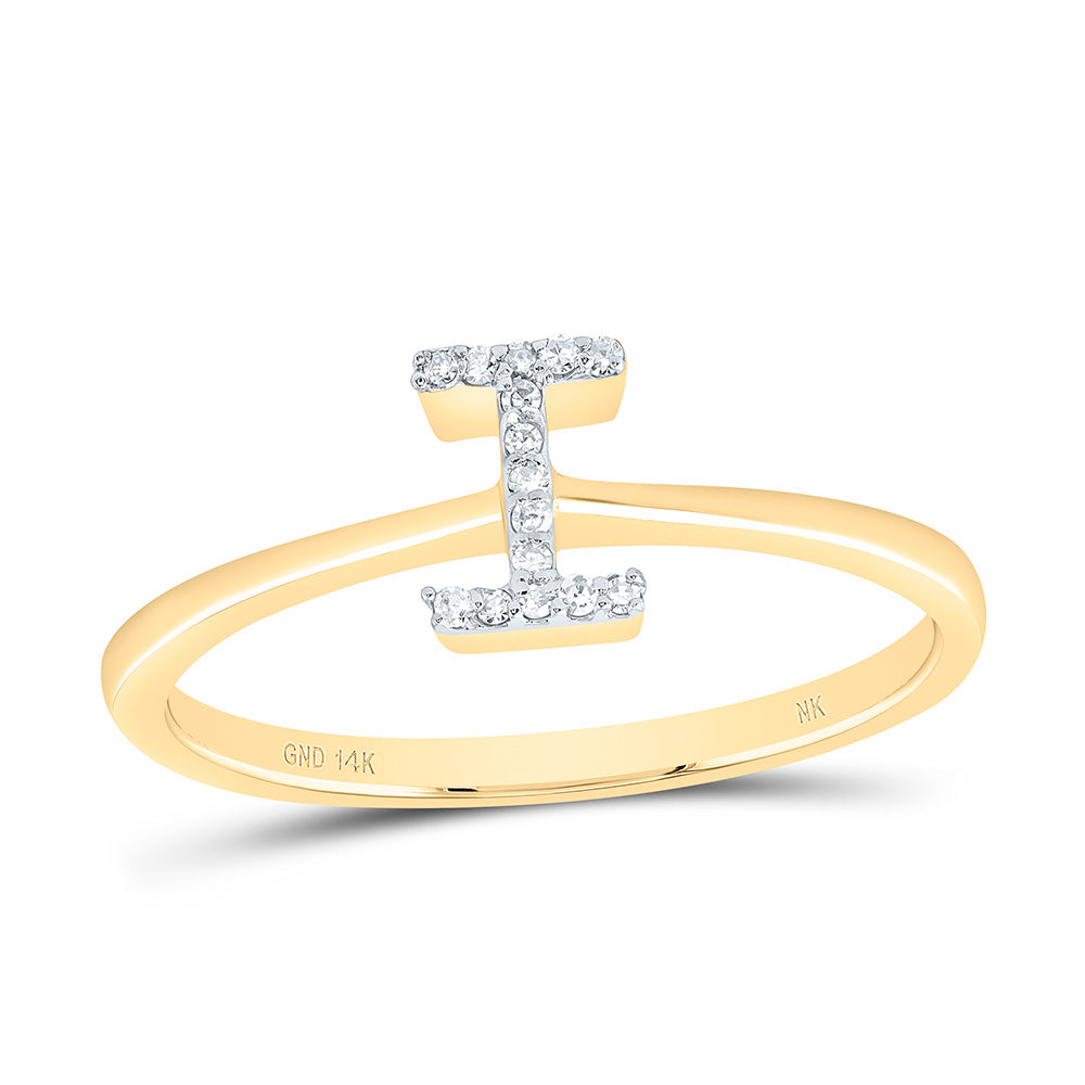 14K Yellow Gold 1/20 CTW-Natural Diamond Gift Initial "I" Ring 1.64 Gram