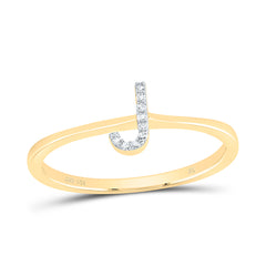 14K Yellow Gold 0.03 CTW-Natural Diamond Gift Initial "J" Ring 1.398 Gram