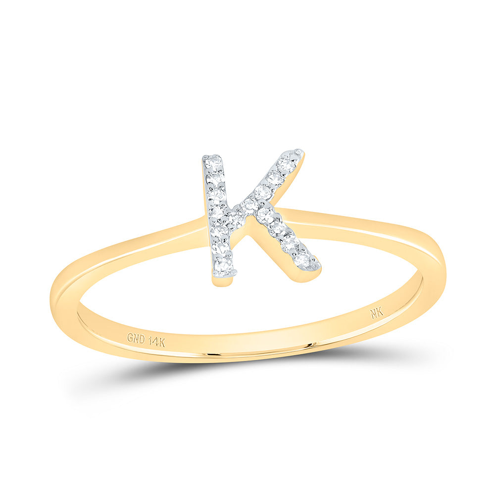 14K Yellow Gold 1/20 CTW-Natural Diamond Gift Initial "K" Ring 1.67 Gram