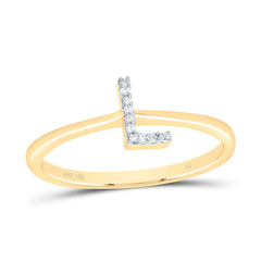 14K Yellow Gold 0.03 CTW-Natural Diamond Gift Initial "L" Ring 1.484 Gram