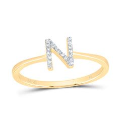 14K Yellow Gold 1/20 CTW-Natural Diamond Gift Initial "N" Ring 1.72 Gram