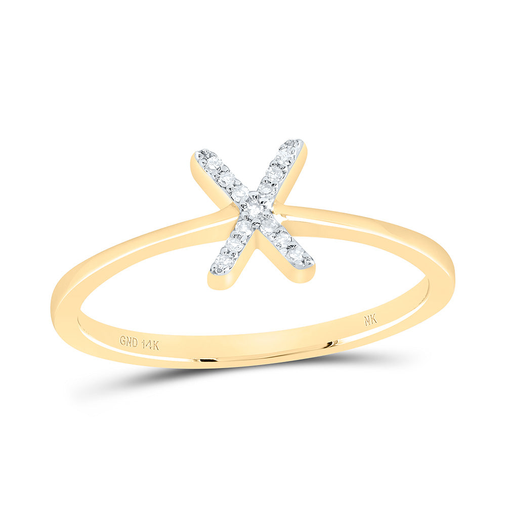14K Yellow Gold 1/20 CTW-Natural Diamond Gift Initial "X" Ring 1.64 Gram