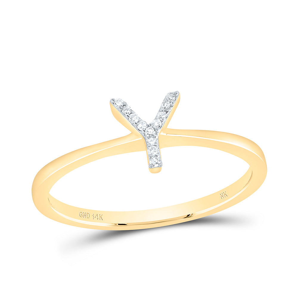 14K Yellow Gold 1/20 CTW-Natural Diamond Gift Initial "Y" Ring 1.37 Gram