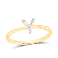 14K Yellow Gold 1/20 CTW-Natural Diamond Gift Initial "Y" Ring 1.37 Gram