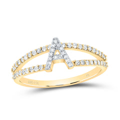 14K Yellow Gold 1/4 CTW-Natural Diamond Gift Initial "A" Ladies Ring 1.82 Gram
