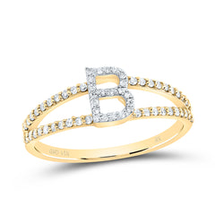14K Yellow Gold 1/5 CTW-Natural Diamond Gift Initial "B" Ladies Ring 1.80 Gram