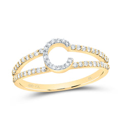 14K Yellow Gold 1/4 CTW-Natural Diamond Gift Initial "C" Ladies Ring 1.73 Gram
