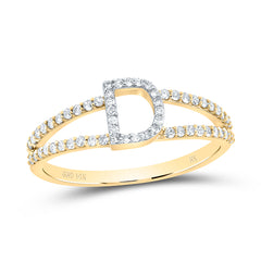 14K Yellow Gold 1/4 CTW-Natural Diamond Gift Initial "D" Ladies Ring 1.81 Gram