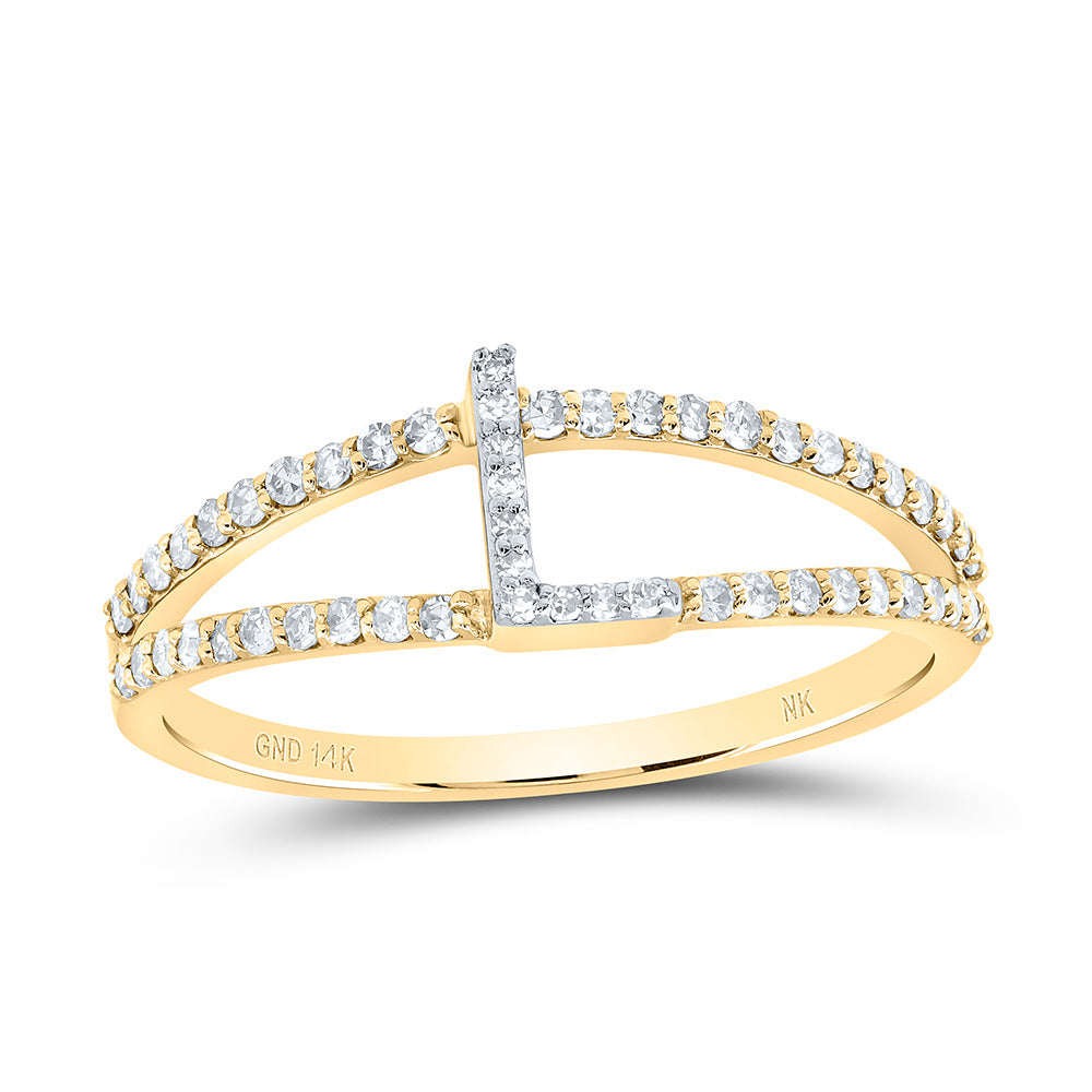 14K Yellow Gold 1/4 CTW-Natural Diamond Gift Initial "L" Ladies Ring 1.72 Gram