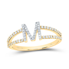 14K Yellow Gold 1/4 CTW-Natural Diamond Gift Initial "M" Ladies Ring 2.17 Gram