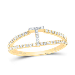 14K Yellow Gold 1/4 CTW-Natural Diamond Gift Initial "T" Ladies Ring 1.76 Gram