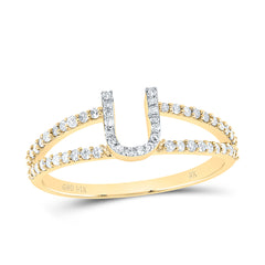 14K Yellow Gold 1/4 CTW-Natural Diamond Gift Initial "U" Ladies Ring 1.87 Gram