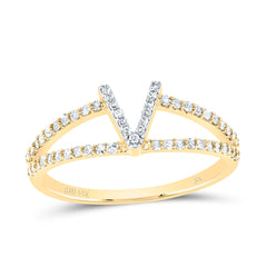 14K Yellow Gold 1/4 CTW-Natural Diamond Gift Initial "V" Ladies Ring 1.75 Gram