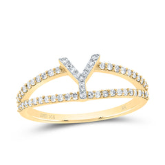 14K Yellow Gold 1/4 CTW-Natural Diamond Gift Initial "Y" Ladies Ring 1.84 Gram
