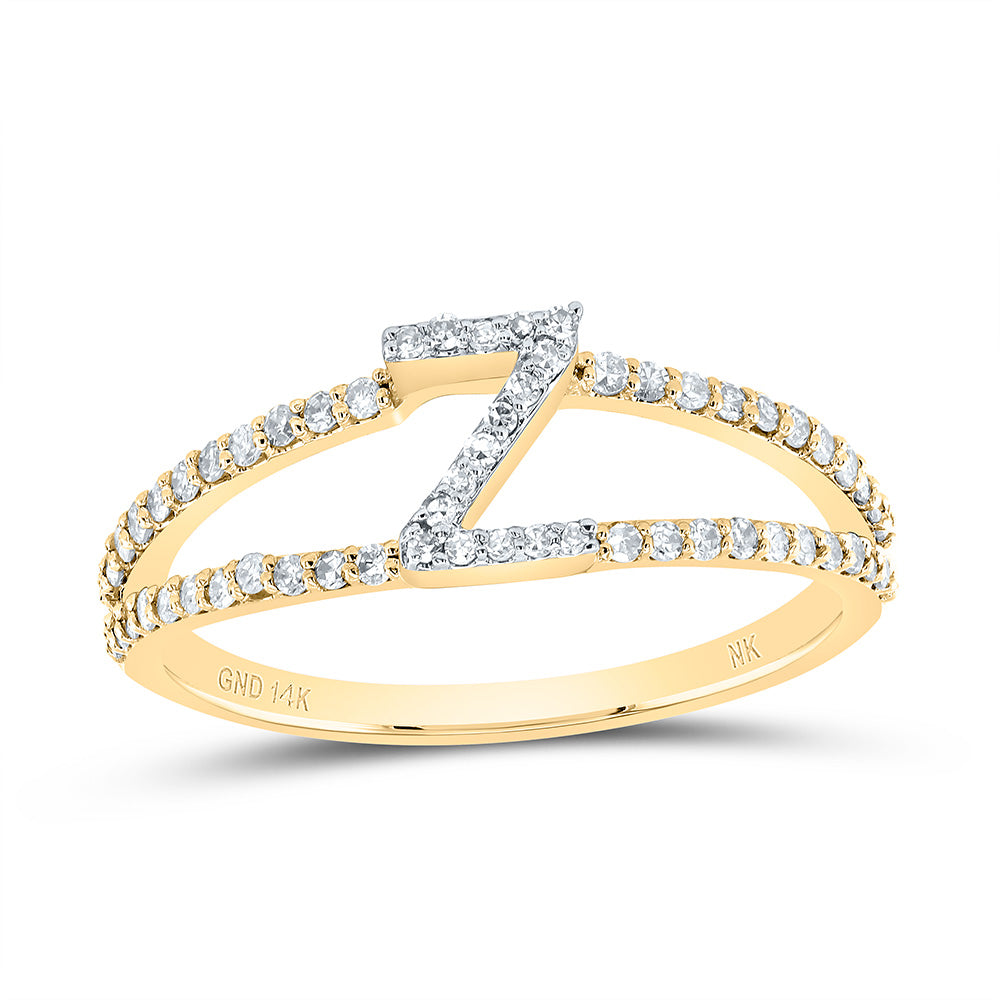 14K Yellow Gold 1/4 CTW-Natural Diamond Gift Initial "Z" Ladies Ring 1.85 Gram