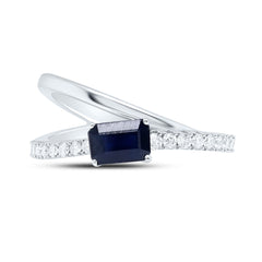 14K White Gold 1/3 CTW-Natural Diamond 6X4MM Em-Bs Nat-Gem Ladies Ring 2.77 Gram